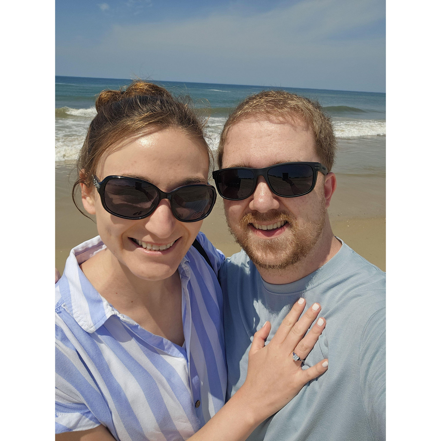David proposed to Jenny on the beach in Kill Devil Hills.