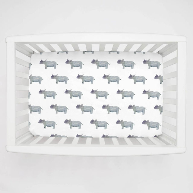 Painted Rhino Mini Crib Sheet