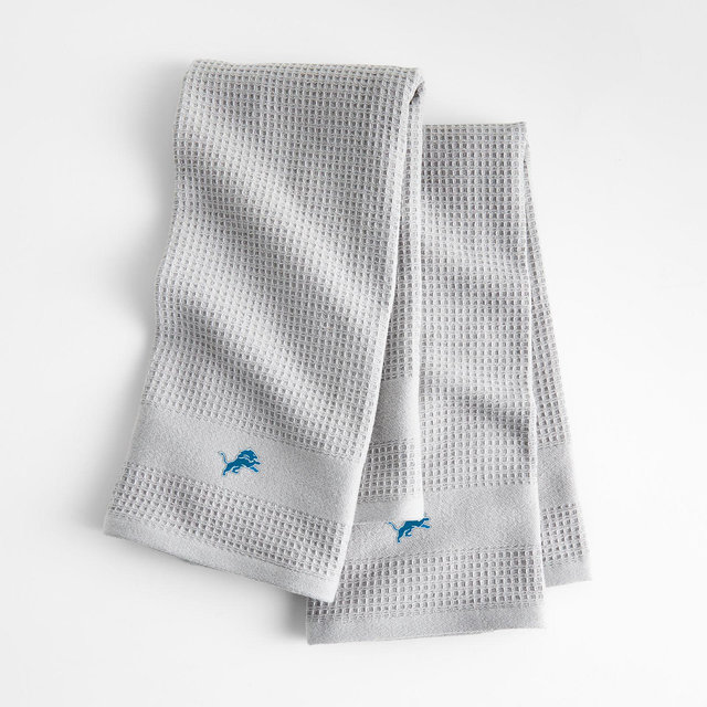 NFL Detroit Lions Waffle-Terry Alloy Grey Organic Cotton Kitchen Towels, Set of 2