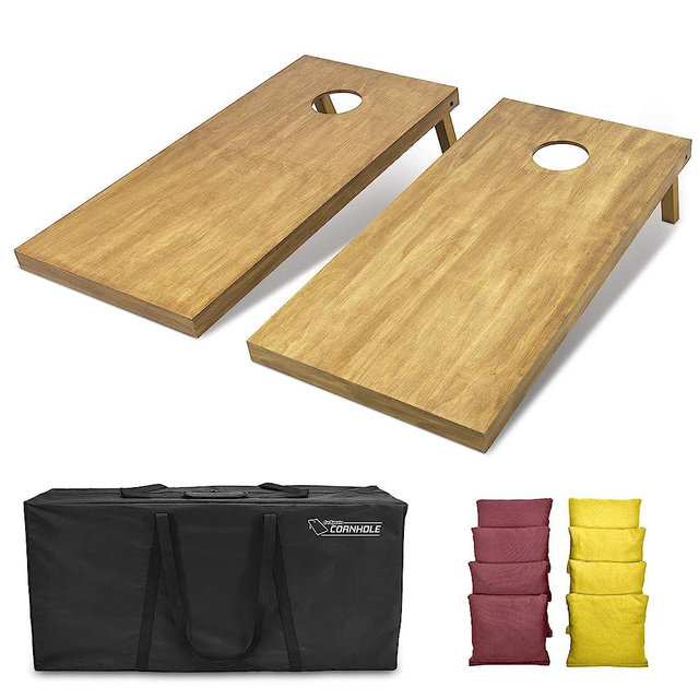 GoSports 4 ft x 2 ft Regulation Size Wooden Cornhole Boards Set - Includes Carrying Case - Full Regulation Size Bean Bag Toss Boards