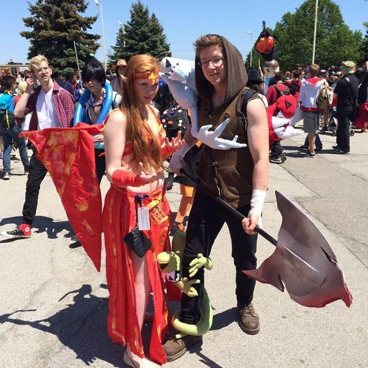 Anime North 2015. We cosplayed League of Legends characters again but mine was a combination of Morgana and Flame Princess from Adventure Time.