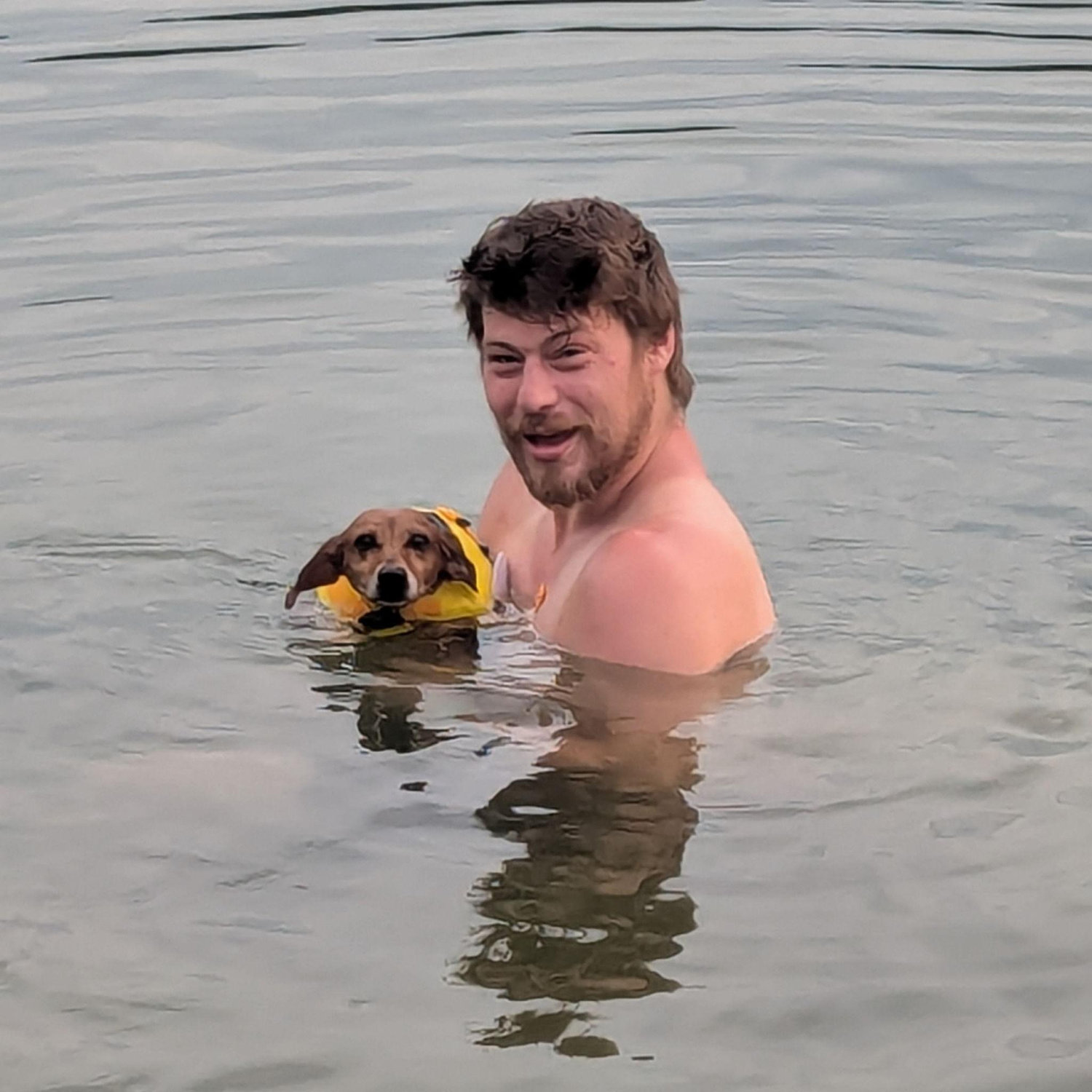 Pickles hates swimming