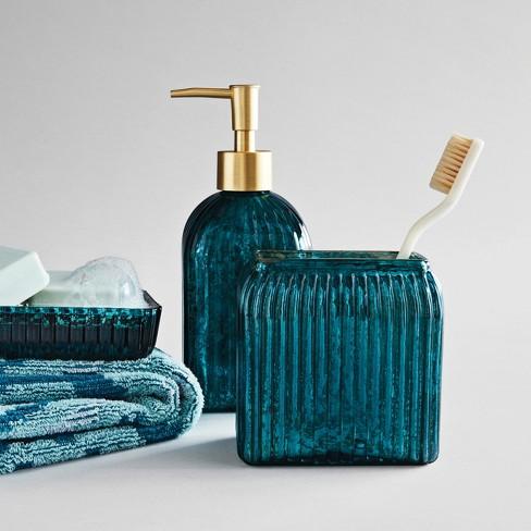 Glass Toothbrush Holder Teal Blue - Opalhouse™