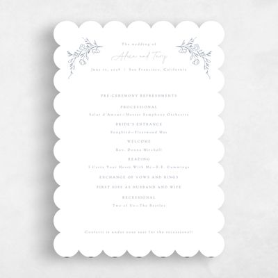 White Scalloped Wedding Program - Marnina