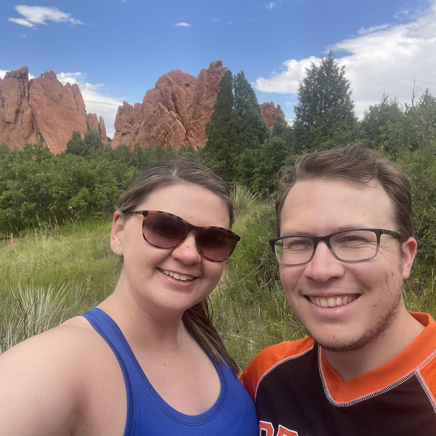 A selfie from Garden of the Gods during our 2025 road trip across the country