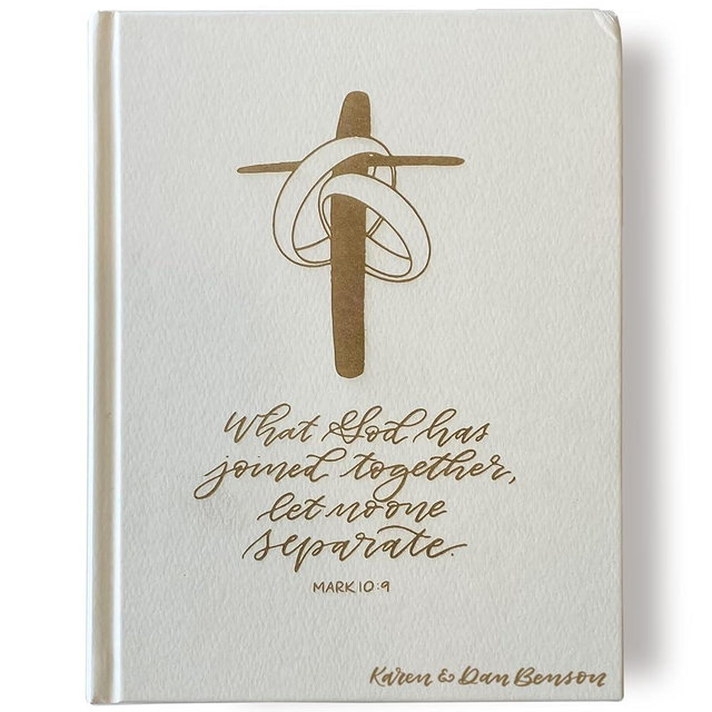 Hand Illustrated and Laser Engraved ESV Journaling Bible White, Wedding Guestbook Bible, Includes Option for Personalized Name Engraving, Makes a Great Personalized Wedding Gift