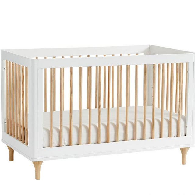 Babyletto Lolly Convertible Crib, White/Natural, Standard UPS Delivery