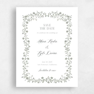 Pale Sage, Green Wedding Save the Date - Ysabeau Portrait