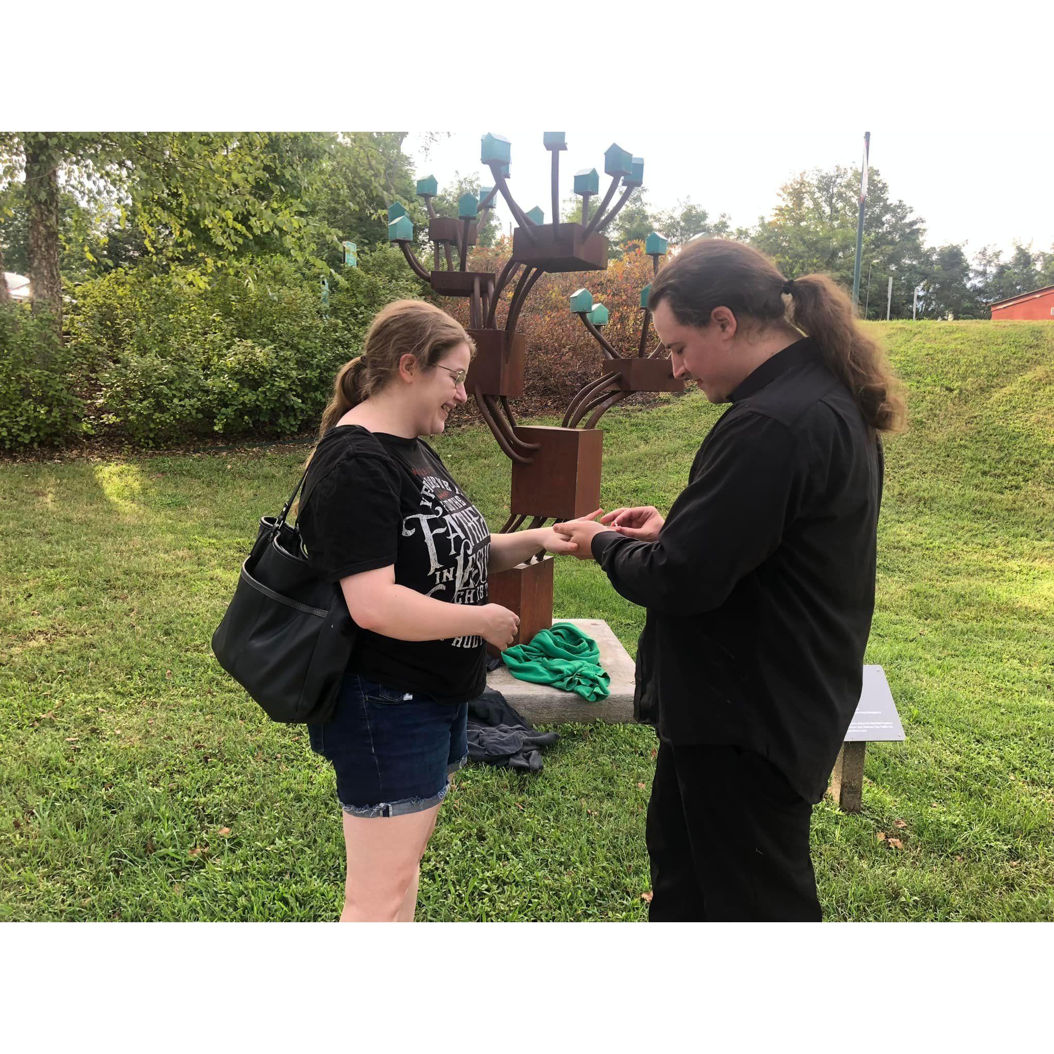 He proposed in Founders Park in September 2022