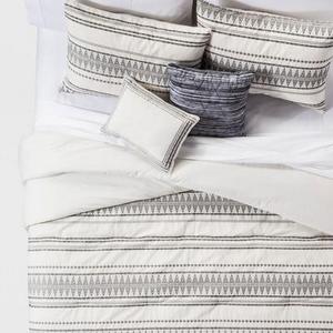 Cream Tatiana Global Woven Stripe Cotton Comforter Set (Full/Queen) 5pc