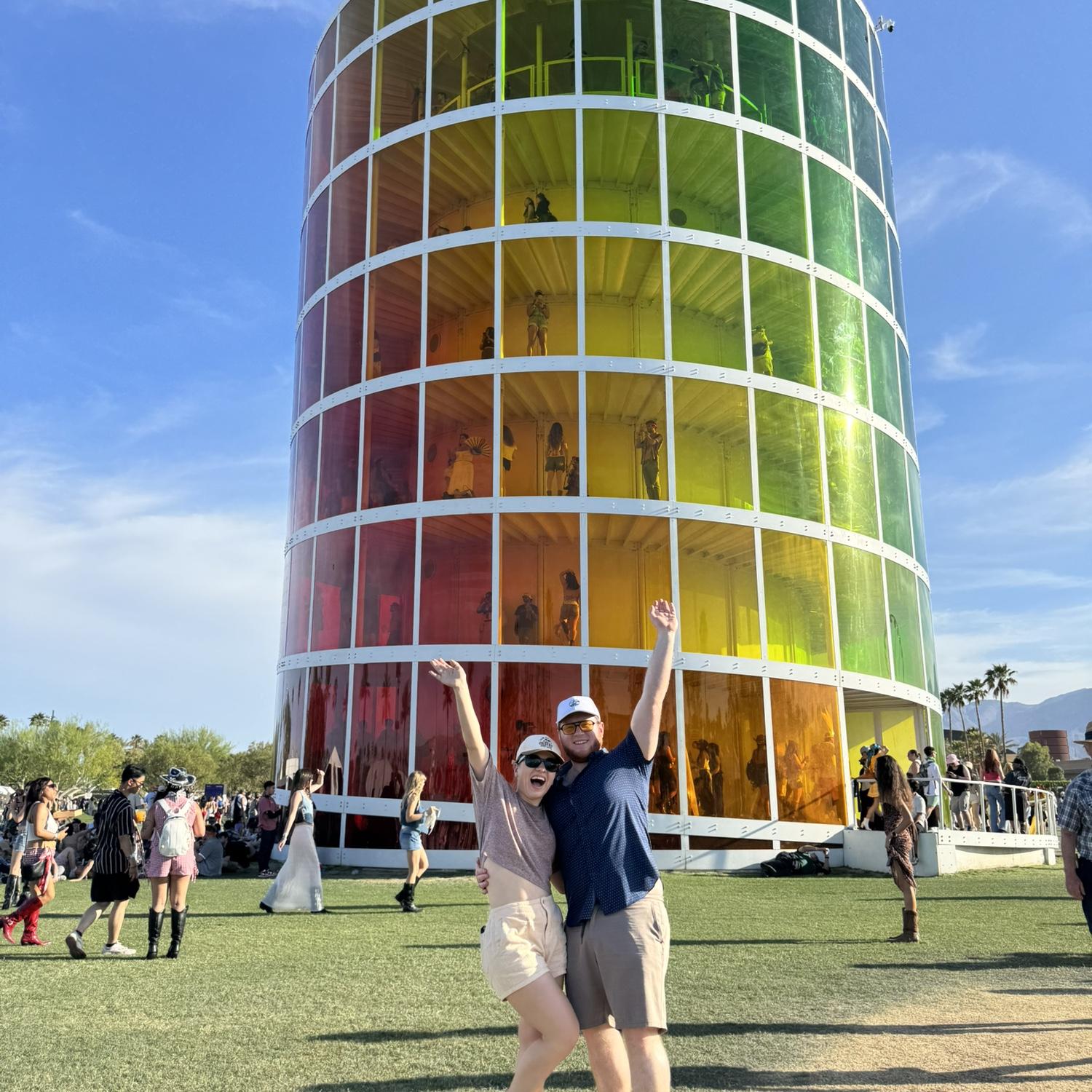 Nate and Kellie celebrating being engaged at Coachella