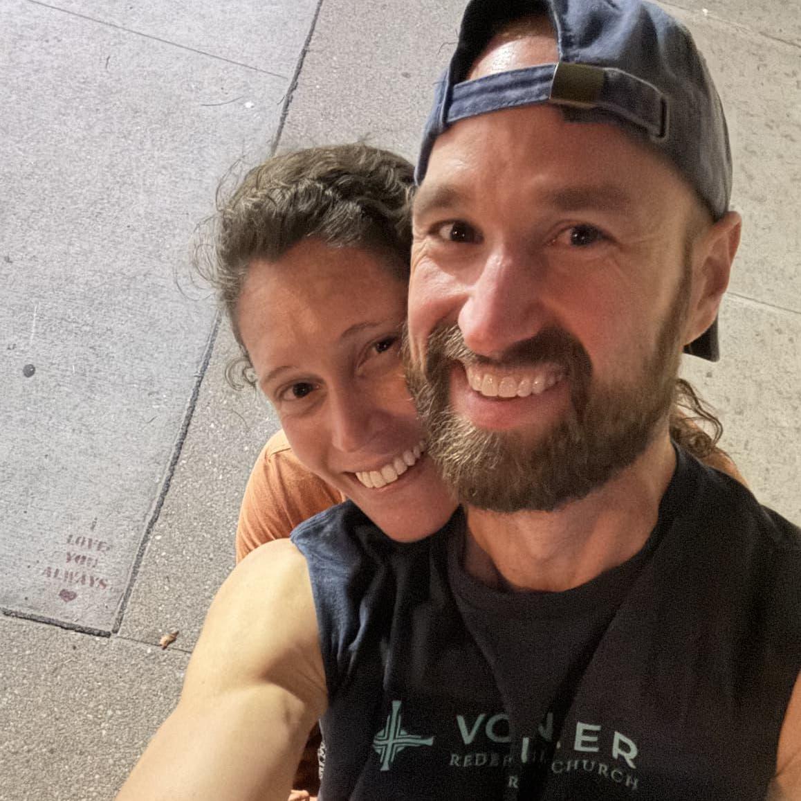 Look in the background to a special sidewalk square in Rehoboth, DE that says "Love you always"