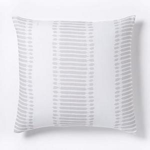 Belgian Flax Linen Ikat Stripe Euro Sham, Frost Gray