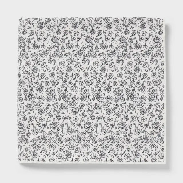 Quick Dry Waffle Floral Oversized Bath Towel Black - Room Essentials™