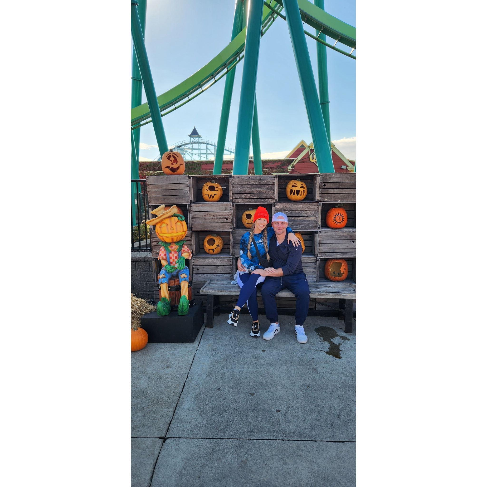 Julia and Brian at Cedar Point for Halloween