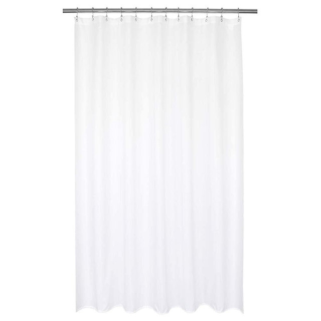 Waterproof Fabric Shower Curtain or Liner 72" W x 96" H - Extra Long, Hotel Quality, Machine Washable, White Shower Liner for Bath Tub, 72x96 Inches