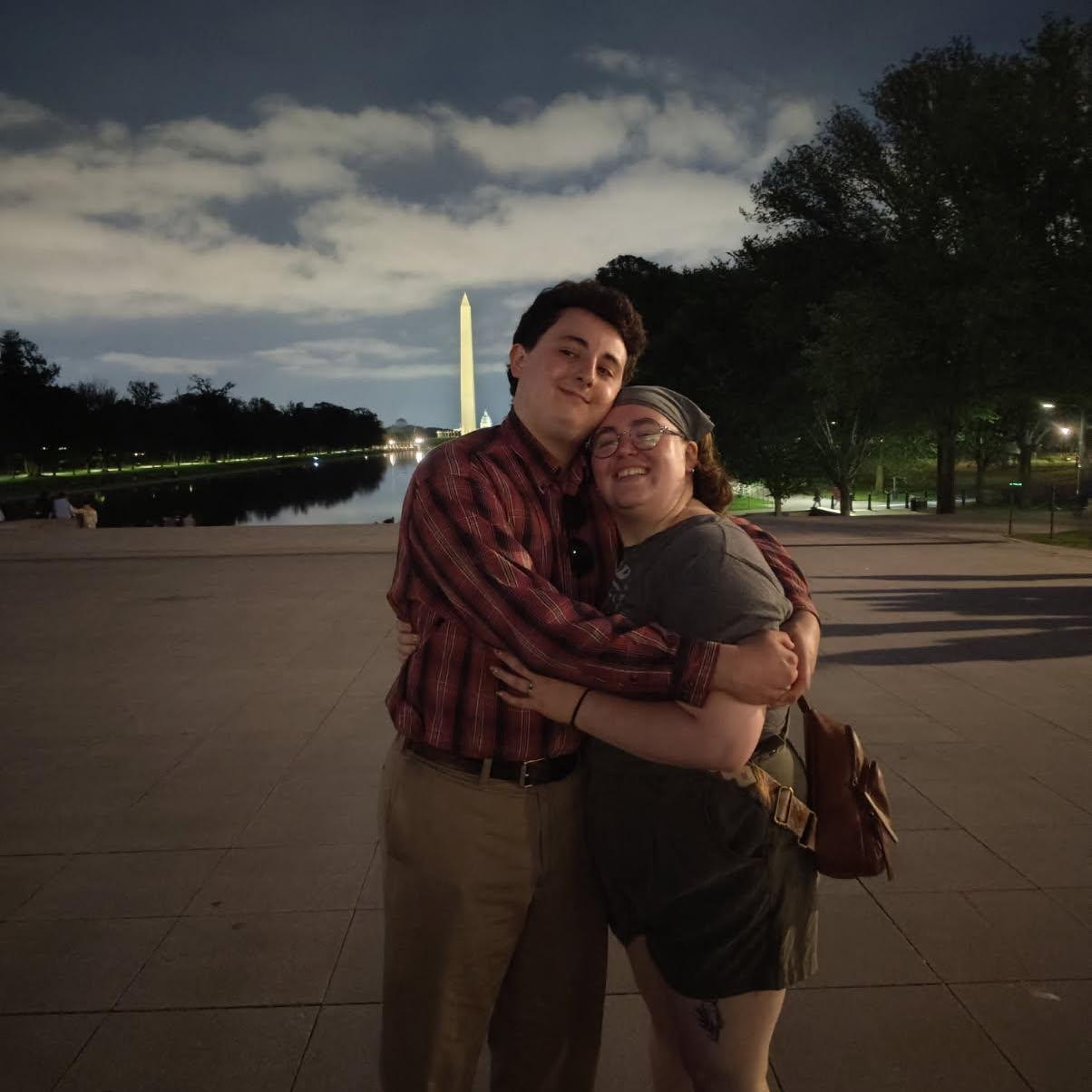 After just getting engagend in front of the Lincoln Memorial.