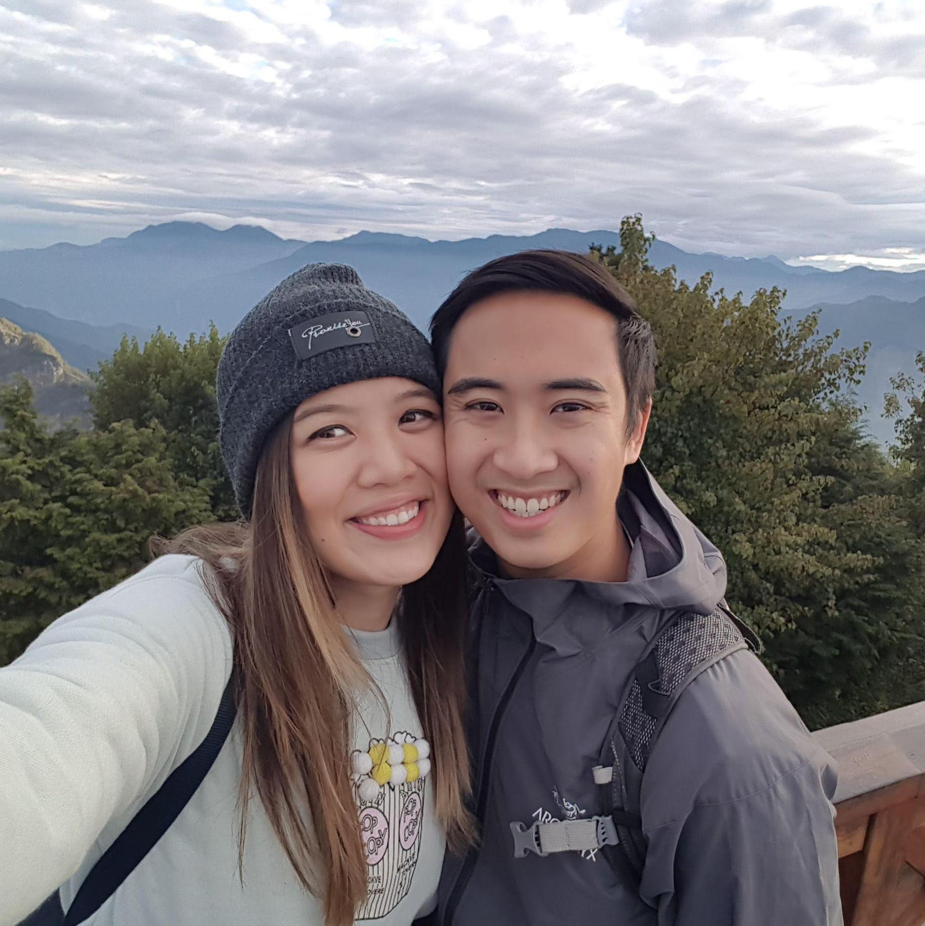 In Alishan, Taiwan to catch the sunrise.