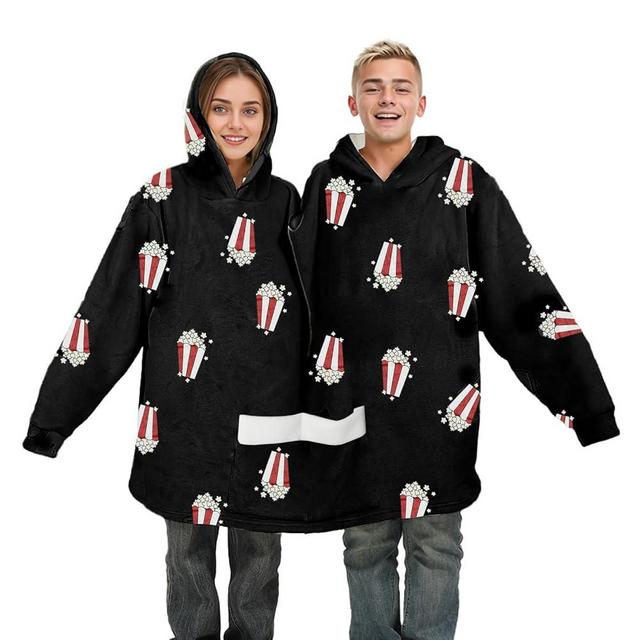 WEFONLLICOS Matching Couples Pajamas Hoodies Funny Couple Onesie Two Person Flannel Blanket Clothes for Adult Bf and Gf
