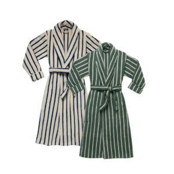 Mine and Yours Robe Bundle - striped botanical green(S) & midnight navy(M)