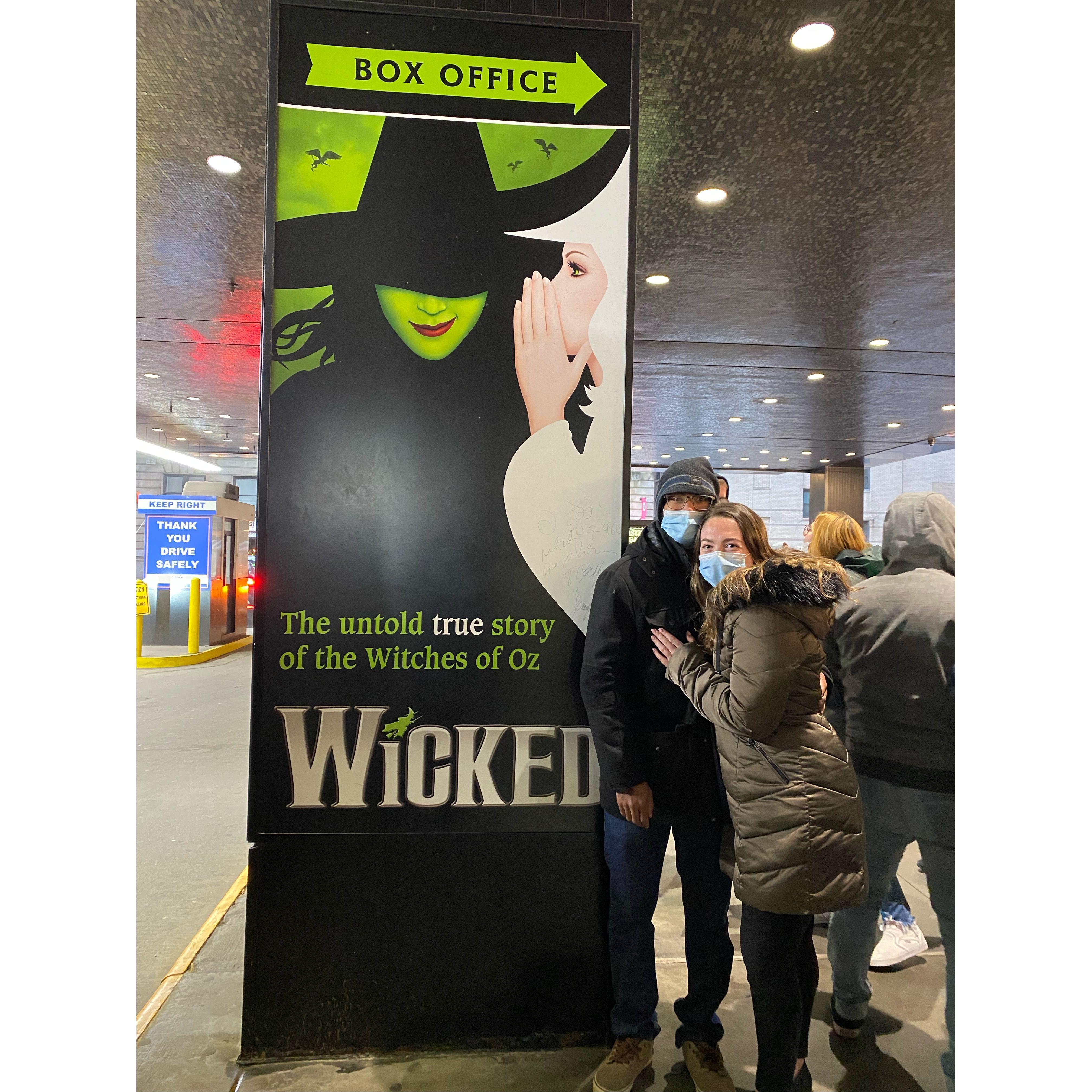 March 12, 2022: Tony brought Cass to see her favorite broadway show, Wicked. This was the start of an annual trip to broadway for us. Our first tradition.