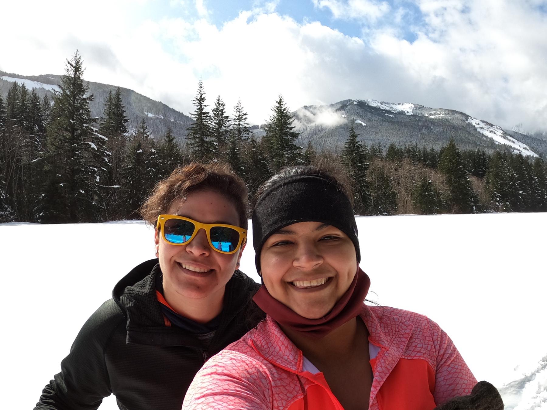 Tracy dragged Mary out to go snowshoeing. It was a struggle but turned out to be fun!