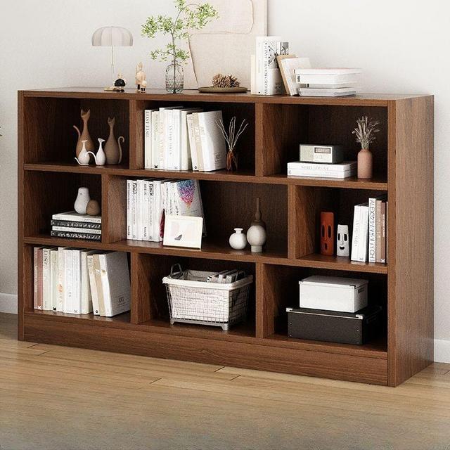 Contemporary Lateral Filing Closed Back Composite wood Shelf Organizer with 3 Shelves, 47.2"L x 9.1"W x 39.4"H, Walnut