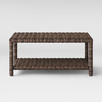 Monroe Wicker Patio Coffee Table Brown - Threshold™