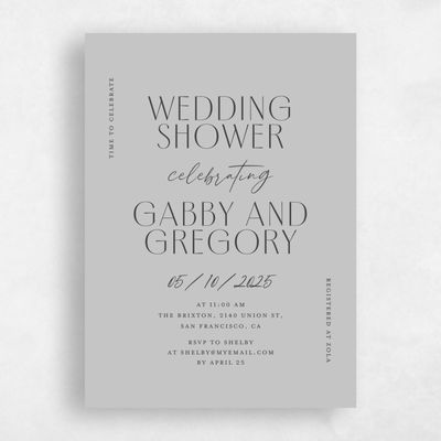Grey Portrait Wedding Wedding Shower Invitation - Brooklyn Portrait