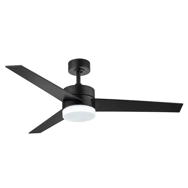 WINGBO 52" Modern Ceiling Fan with Lights and Remote Control, Contemporary Ceiling Fan Matte Black, 3 Reversible Blades, Indoor LED Ceiling Fan for Kitchen Bedroom Living Room, ETL Listed