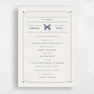 Dusty Cobalt, Blue Wedding Program - Chetumal