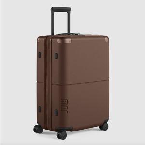 Checked Expandable Luggage | Dark Brown