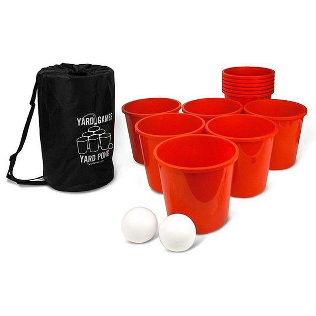 Yard Games Giant Outdoor Yard Pong Activity Party Set with 12 Buckets, 2 Balls, and Tough Nylon Carrying Case for Backyards or Tailgating Events