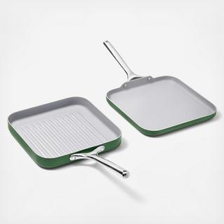 2-Piece Square Griddle & Grill Pan Set