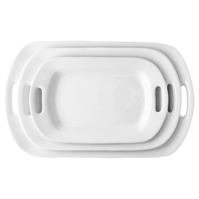 HG Ceramic Serving Platters with Handles, Set of 3