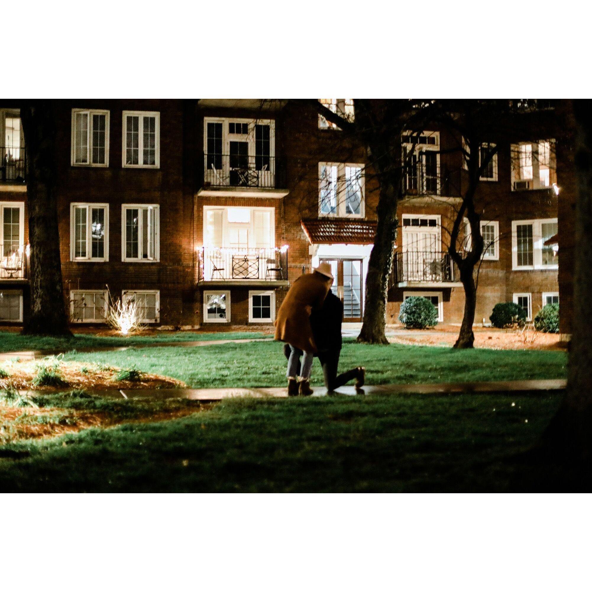the sweetest proposal in Sterling Court's Courtyard...