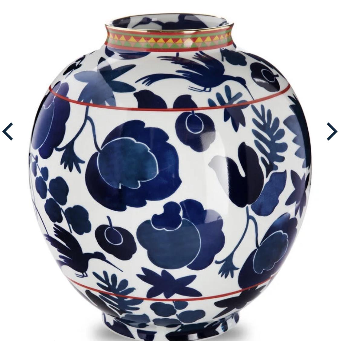 Big Bubble Vase Wildbird Blu in Porcelain