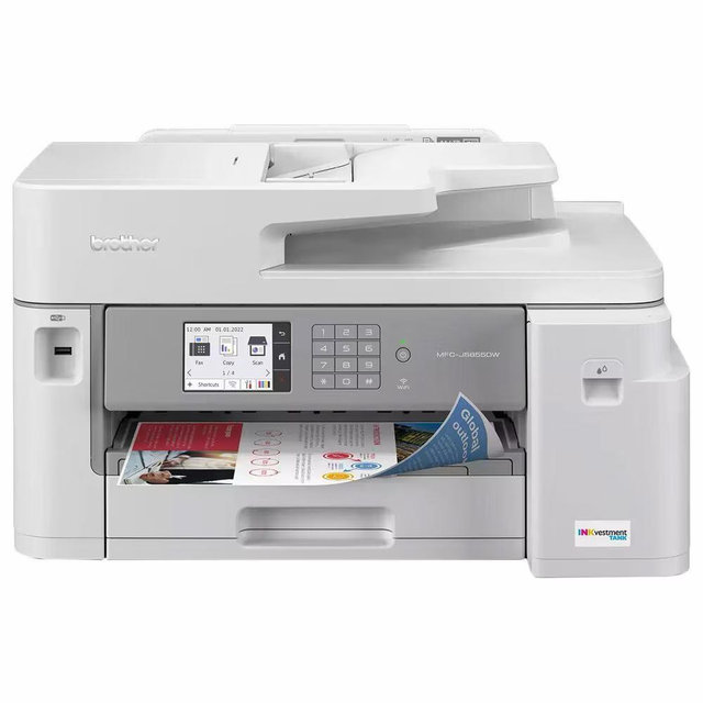 Brother - MFC-J5855DW INKvestment All-in-One Inkjet Printer with up to 1-Year of Ink In-box - White/Gray
