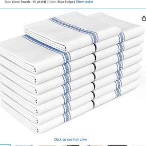 Zeppoli Classic Dish Towels - 15 Pack 100% Cotton Kitchen Towels