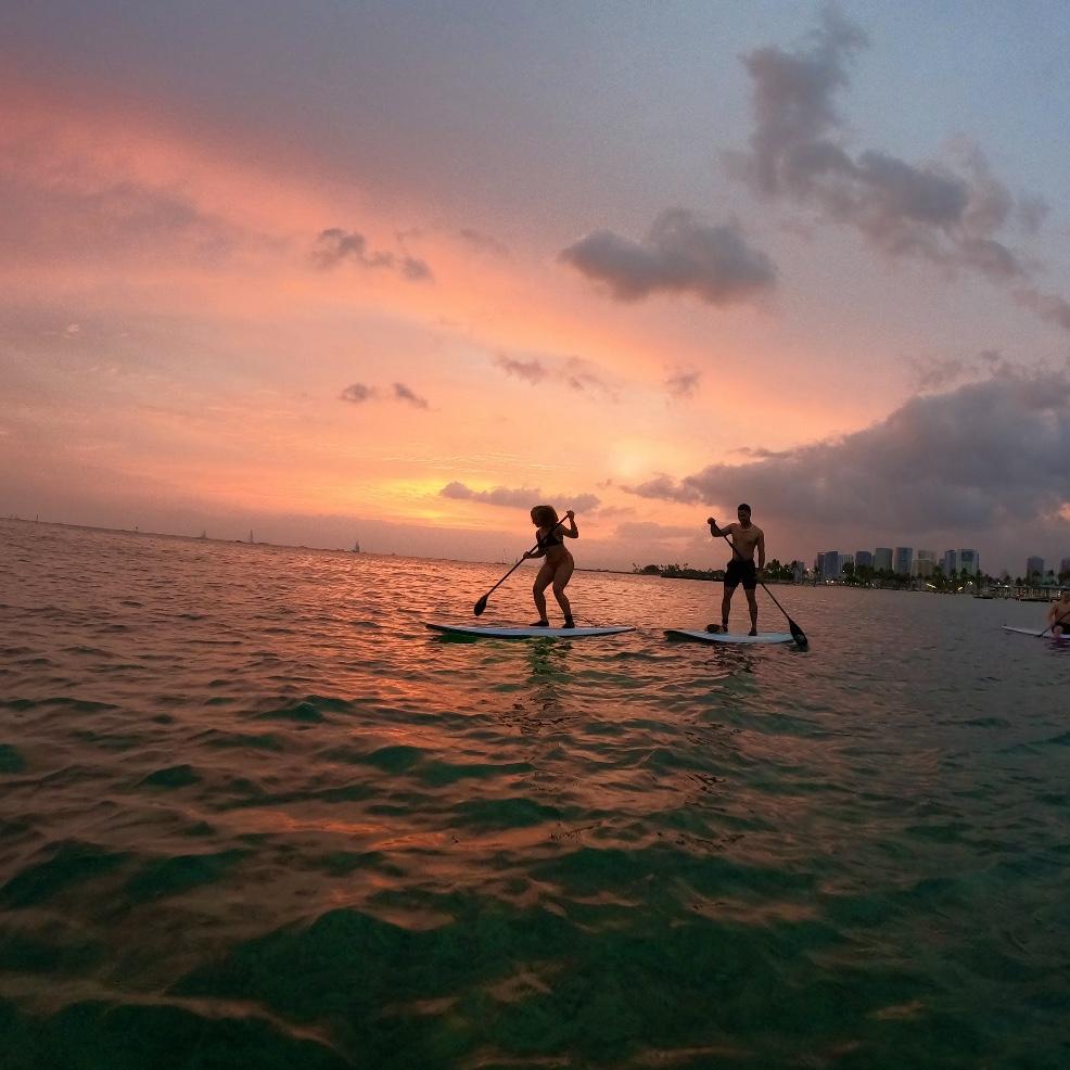 Paddle boarding in the sunset🌅