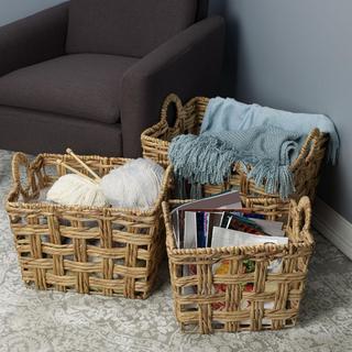 Natural Water Hyacinth Basket, Set of 3