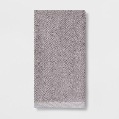Textured Herringbone Gray Hand Towel Gray - Threshold™