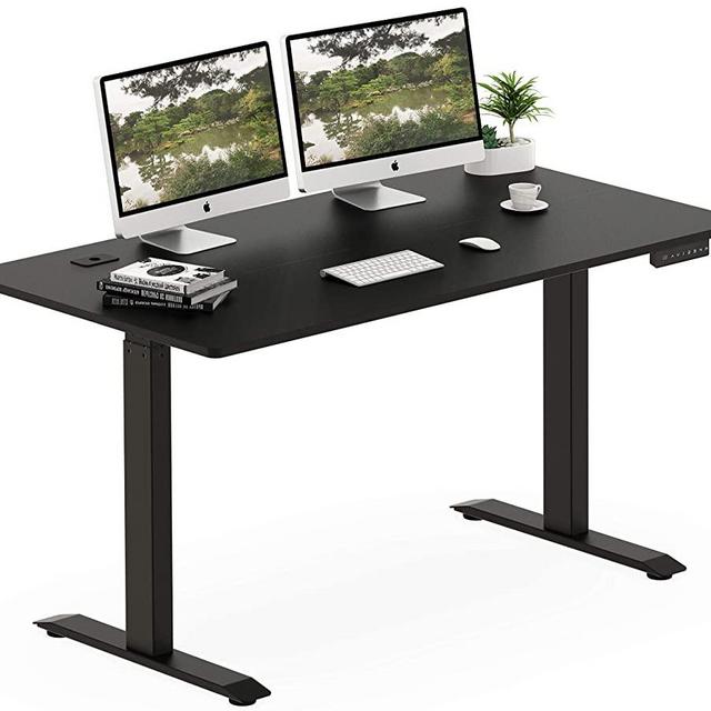 SHW Electric Height Adjustable Computer Desk, 55 x 28 Inches, Black