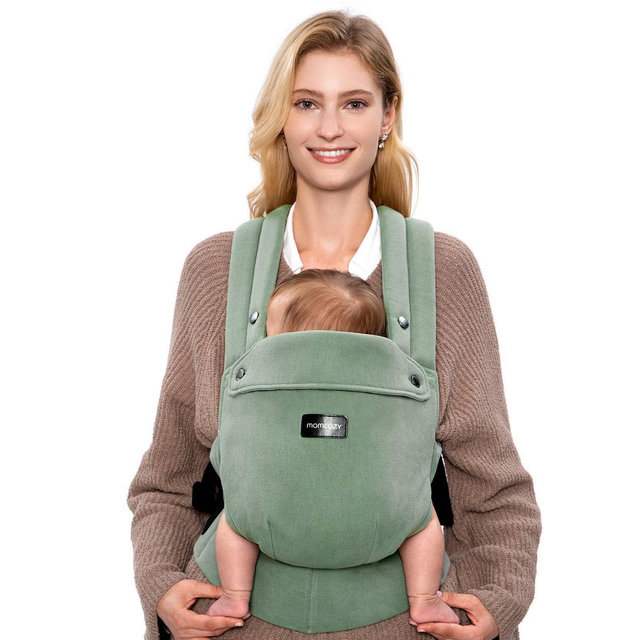 Momcozy Baby Carrier with Cotton Linen - Sage Green: Facing-In Front Carrier, 5-44 lbs Weight Capacity