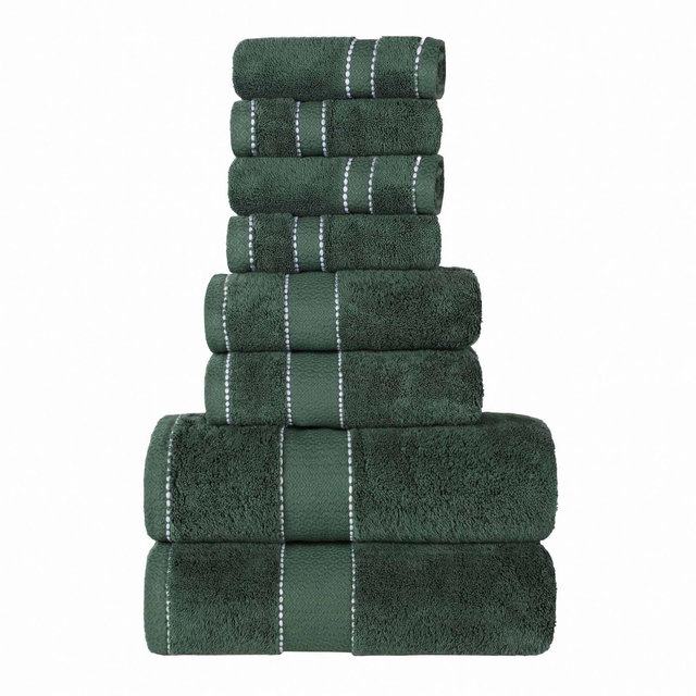 Cotton Heavyweight Ultra-Plush Luxury 8 Piece Towel Set, Forest Green - Blue Nile Mills