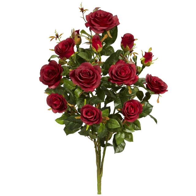 Nearly Natural 28" Garden Rose Artificial Plant, Set of 2