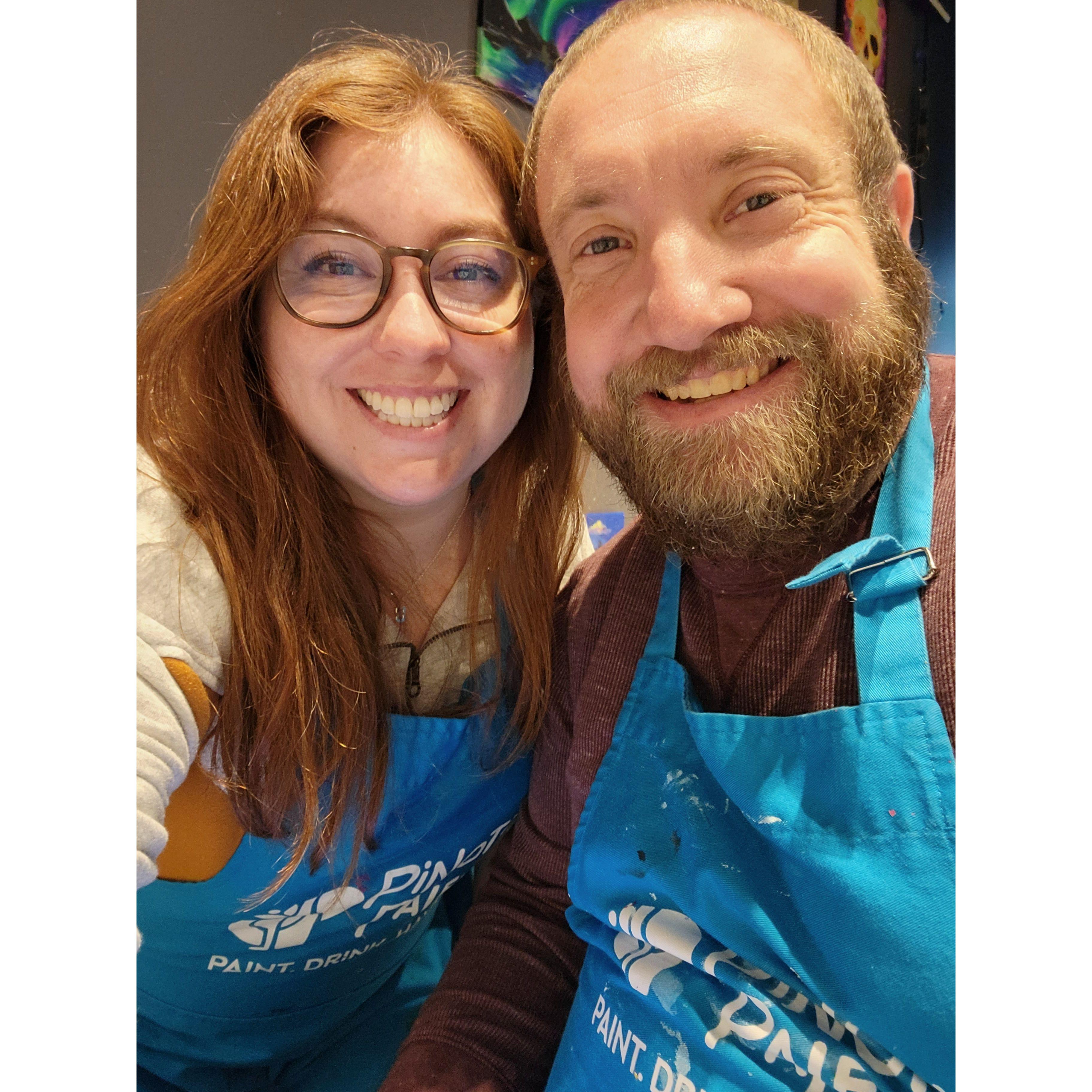 Paint and sip for Chris' birthday!