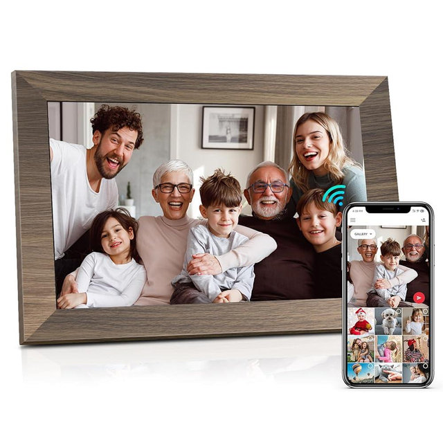 Canupdog WiFi Digital Picture Frame 10.1 Inch, IPS Touch Screen Smart Cloud Digital Photo Frame with 16GB Storage, Wall Mountable, Auto-Rotate, Share Photos from Anywhere Via App