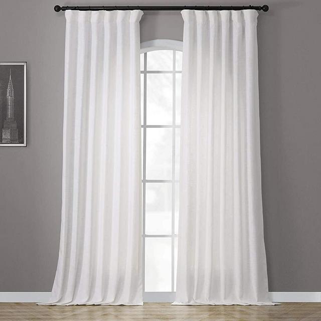 HPD Half Price Drapes FHLCH-VET13191-96 Heavy Faux Linen Curtain (1 Panel), 50 X 96, Rice White