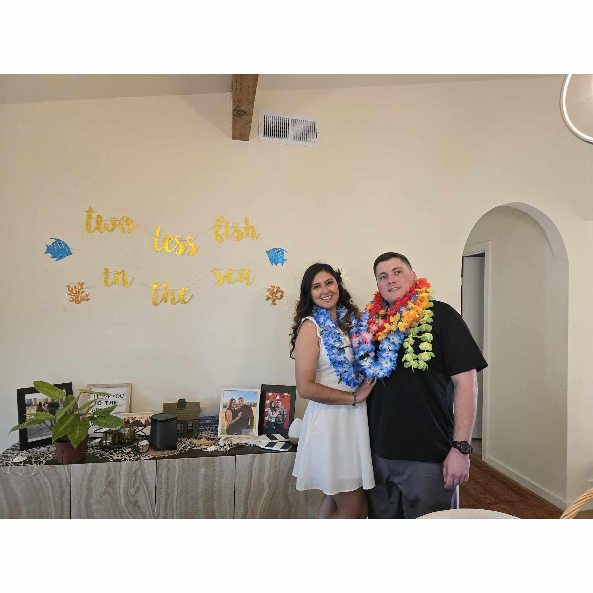 One less fish in the sea! Our engagement party